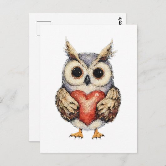 愛のフクロウ – 心温まるフクロウ絵を描ズ ポストカード (正面/裏面)