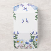 愛のフラッタ：魅惑の青い蝶結婚の オールインワン招待状 (外側)