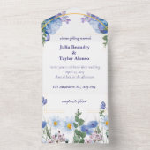 愛のフラッタ：魅惑の青い蝶結婚の オールインワン招待状 (内側)