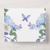 愛のフラッタ：魅惑の青い蝶結婚の オールインワン招待状 (裏面)