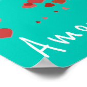 愛のフランスのスローガン可愛いハートの木 ポスター (角)