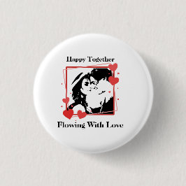 愛のフレームと一緒に流れて幸せハート 缶バッジ