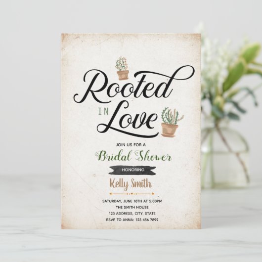 愛のブライダルシャワーの招待に根ざす 招待状 (スタンド正面)