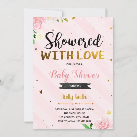 愛のブライダルシャワーの招待状を浴びる 招待状 (正面)