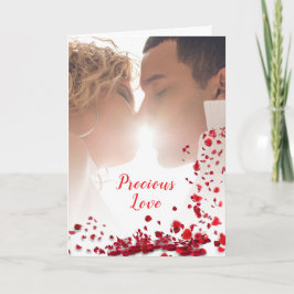 愛のプレゼント - バラ - キスするカップル サンキューカード