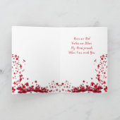 愛のプレゼント - バラ - キスするカップル サンキューカード (内部)