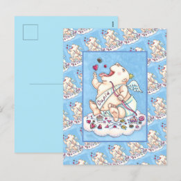 愛のベビーキューピッおもしろいド、チョコレートキャンディ中毒 シーズンポストカード