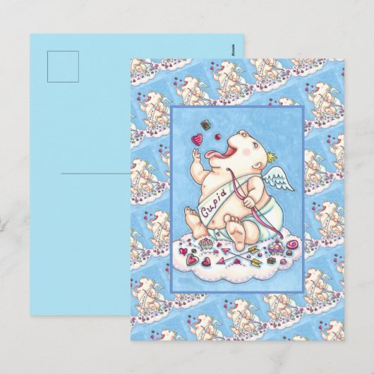 愛のベビーキューピッおもしろいド、チョコレートキャンディ中毒 シーズンポストカード (正面/裏面)