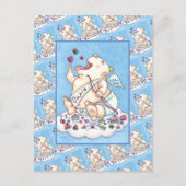 愛のベビーキューピッおもしろいド、チョコレートキャンディ中毒 シーズンポストカード (正面)