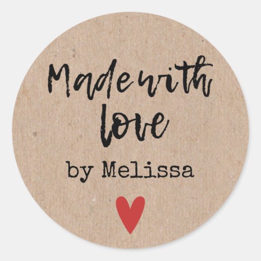 愛のペルソナライズクラフトで作られる ラウンドシール (正面)