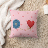 愛のボタン&スレッド – かわいいハートデザイン クッション (ブランケット)