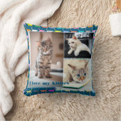 愛のマイ猫ちゃんカスタマイズ3枚の写真Catプリント クッション (ブランケット)
