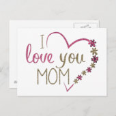 愛のママ ハート 母の日 ポストカード (正面/裏面)