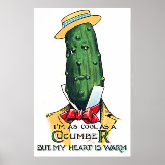 愛のメッセージとキュウリの漫画おもしろい、ヴィンテージ ポスター