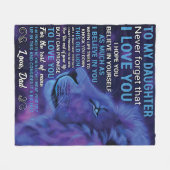 愛のメッセージ私の娘にブルーライオンからパパ フリースブランケット (正面(横))