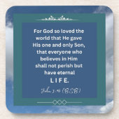 愛のメッセージ – John 3-16 – 正方形の懸命プラスチック コースター (正面)