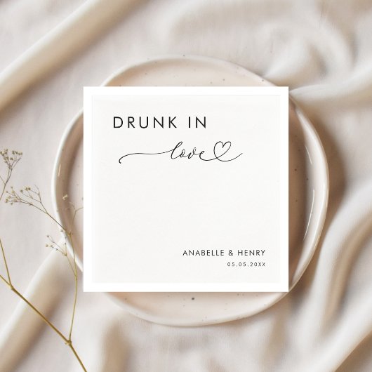 愛のモダンエレガ飲ントウェディングのハートスクリプト スタンダードカクテルナプキン