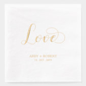 愛のモダンスクリプト | カップル名カスタムウェディング 箔ナプキン (正面)