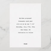 愛のモダンハート概要写真の保存日付 箔招待状 (裏面)