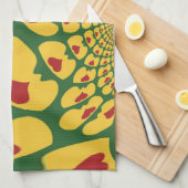 愛のラスタの色:レゲエハート キッチンタオル (四つ折り)