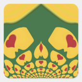 愛のラスタの色:レゲエハート スクエアシール (正面)