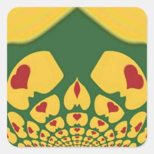 愛のラスタの色:レゲエハート スクエアシール