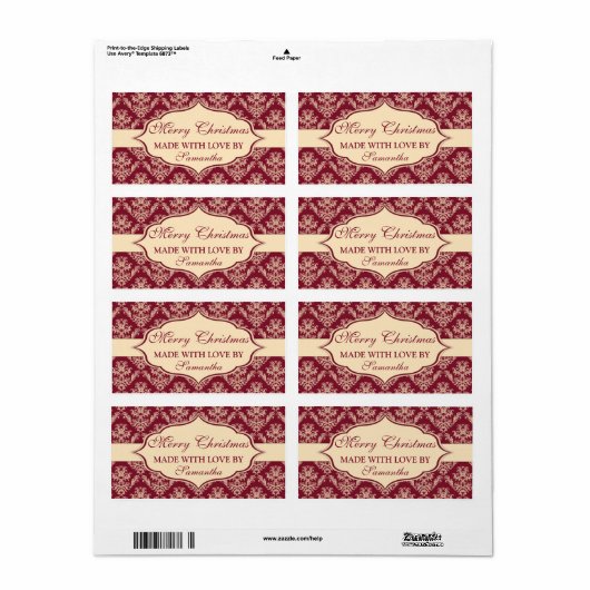 愛のラベルで作られたクリスマスパーソナライズされた ラベル (フルシート)