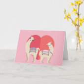 愛のラマそしてアルパカ カード (黄色い花)