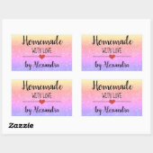 愛のレインボーの手作りグリッタースクリプト 長方形シール (シート)