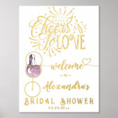 愛のワインチェック エレガントなブライズシャワー 箔ポスター (正面)