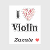 愛のヴァイオリン 赤いハートの音符 ビニールステッカー シール (シート)