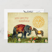 愛のヴィンテージのバレンタイン動物 シーズンポストカード (正面/裏面)