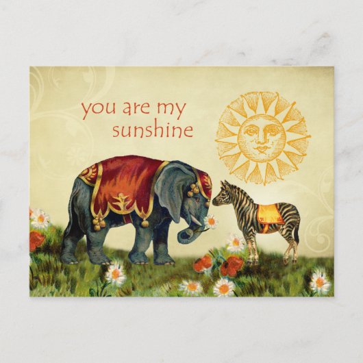 愛のヴィンテージのバレンタイン動物 シーズンポストカード (正面)