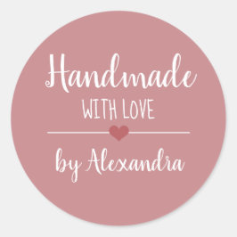愛のヴィンテージピンクのスクリプト名で手作り ラウンドシール