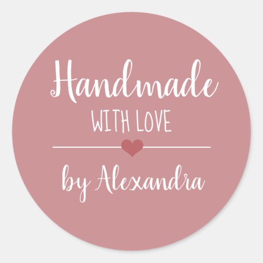 愛のヴィンテージピンクのスクリプト名で手作り ラウンドシール (正面)