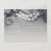 愛のヴィンテージ グラム ブラック＆ホワイト パール ウェディング 案内ポストカード (裏面)
