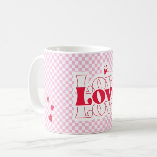 "愛の一口で – ロマンチックなマグカップと心のこもったD コーヒーマグカップ (正面左)
