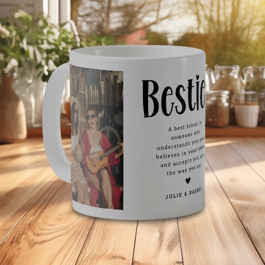 愛の一口: 2写真と引用文Bestie Coffee Mug コーヒーマグカップ