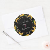 愛の上品な黄色いヒマワリで手作り ラウンドシール (封筒)