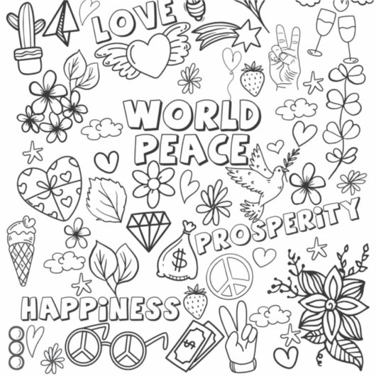 愛の世界の平和の繁栄ハッピーカラーリングステッカー シール (正面)