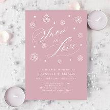 愛の中でほこりっぽいピンクの雪ブライダルシャワーの招待状