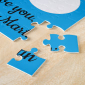 愛の中で雪の人々をダーリング：青緑のクリスマス ジグソーパズル (側面)