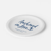 愛の中にアンカーされたビーチ航海の結婚の ペーパープレート (アングル)