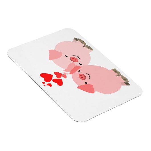 愛の中のかわいい漫画の豚プレミアムマグネット マグネット (右側)
