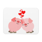 愛の中のかわいい漫画の豚プレミアムマグネット マグネット (横)