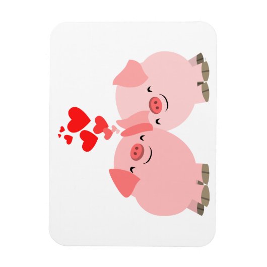愛の中のかわいい漫画の豚プレミアムマグネット マグネット (縦)