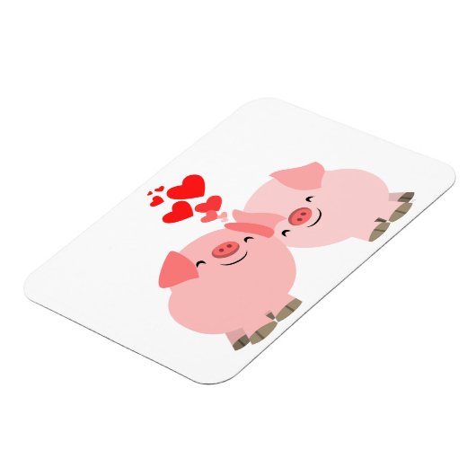 愛の中のかわいい漫画の豚プレミアムマグネット マグネット (左側)