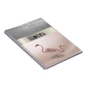 愛の中の可愛いピンクのフラミンゴパーソナライズされた- ノートブック (右側)