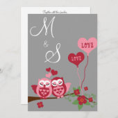 愛の中の結婚フクロウ 招待状 (正面/裏面)