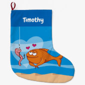 愛の中の魚と餌クリスマスストッキング ラージクリスマスストッキング (正面)